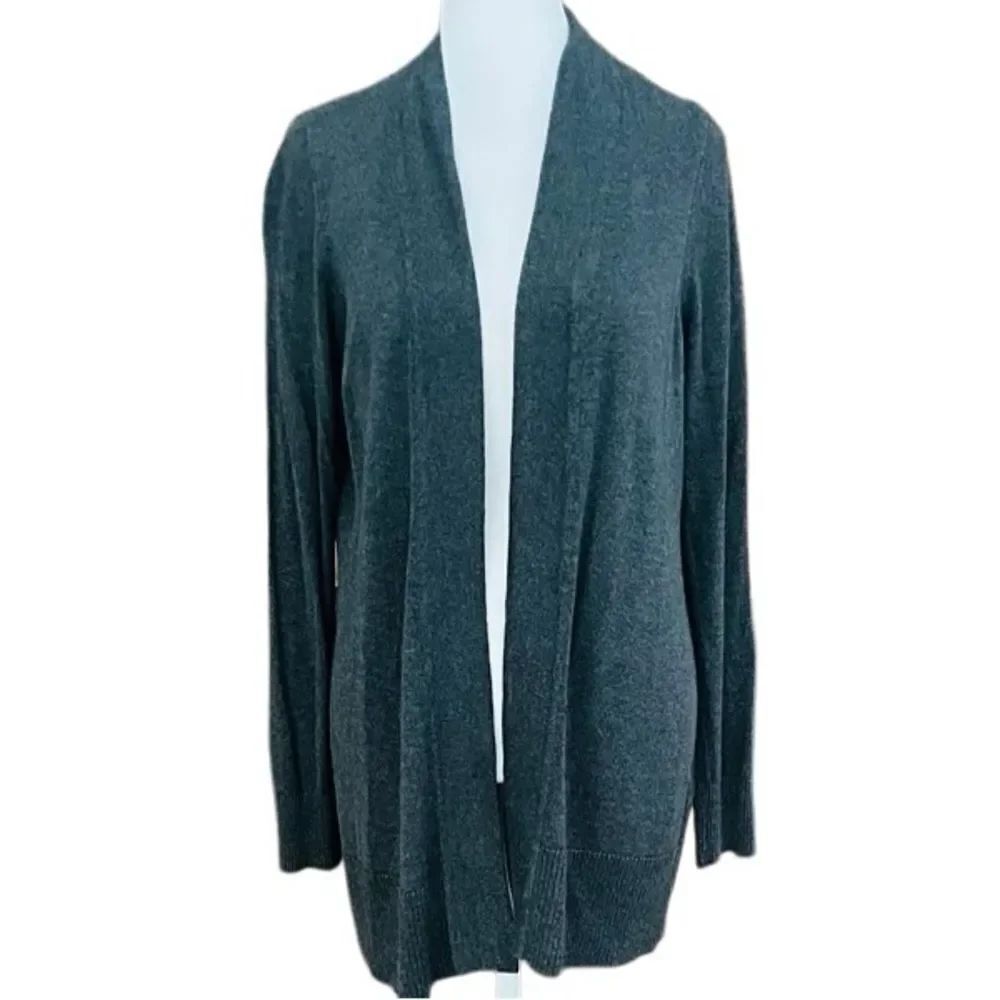 White House Black Market Gray/silver Lightweight Open Front Sweater size Medium